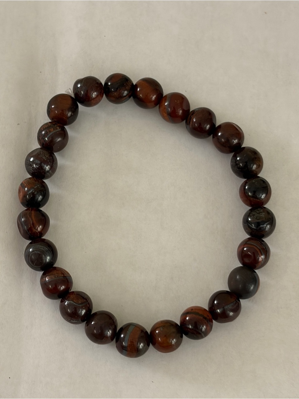 Red Tigerās Eye Beaded Stretch Bracelet Red Brown Gemstone
